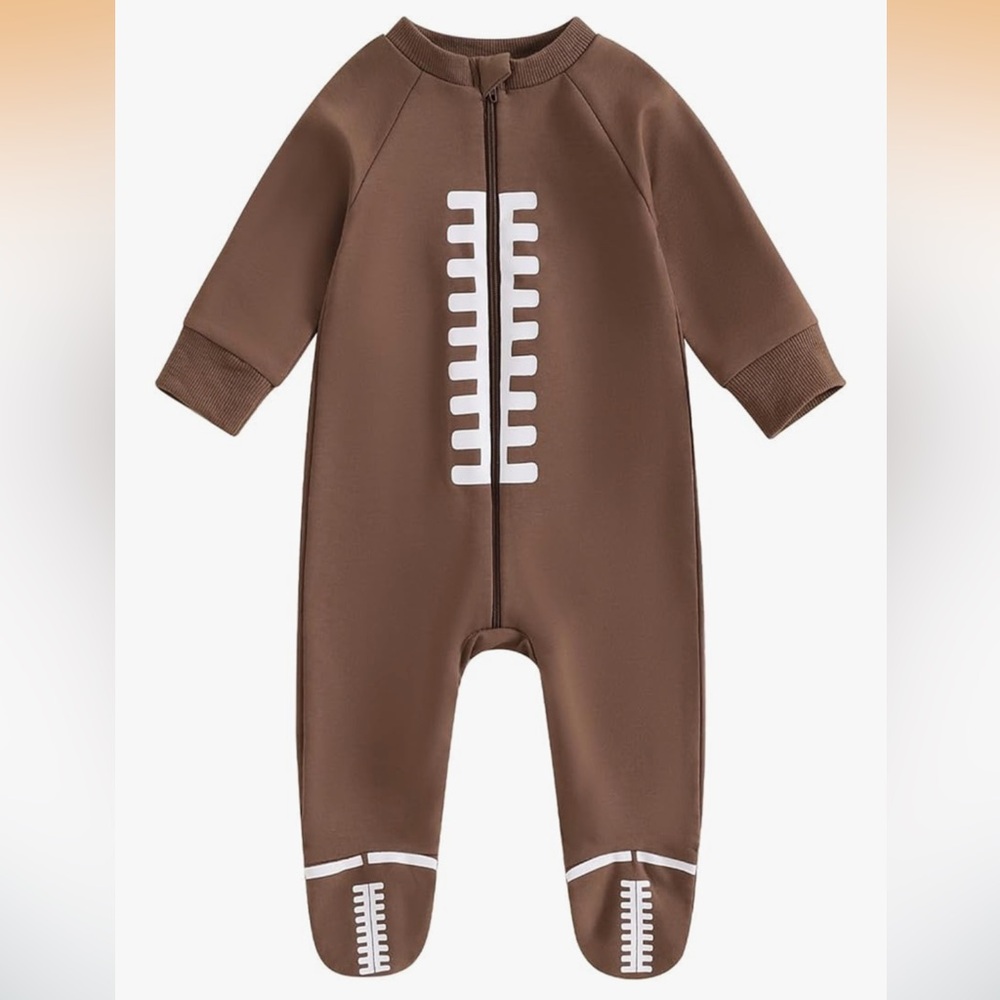 Brown Football-Themed Newborn One Piece